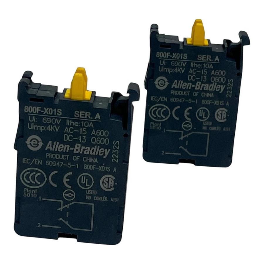 (LOT OF 2) Allen-Bradley 800F-X01S Ser. A Contact Blocks - NEW SURPLUS