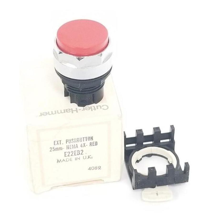 Used NIB EATON CUTLER-HAMMER E22EB2 EXT. PUSHBUTTON 25MM NEMA 4X RED