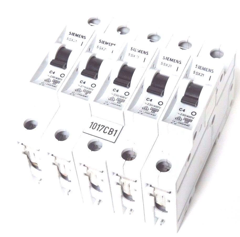 Used LOT OF 5 SIEMENS 5SX2 C4 CIRCUIT BREAKERS 5SX2C4, 5SX21-C4, 5SX21C4