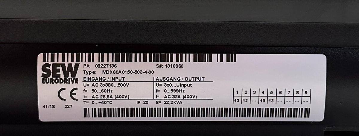 Used SEW MDX60A0150-503-4-00 / MC07B0150-503-4-00 MOVITRAC 08227136 08285284 3PH NSNP