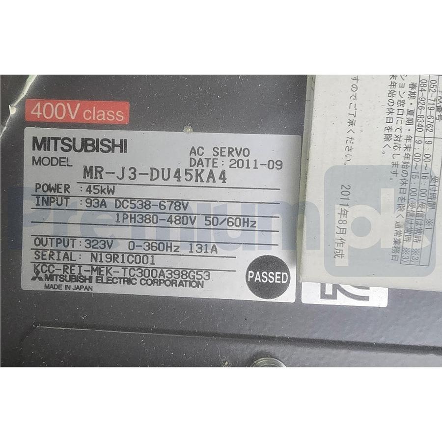 Used MITSUBISHI MR-J3-DU45KA4 MELSERVO MR-J3 Series AC Motion Servo Drive 45kW NSMP