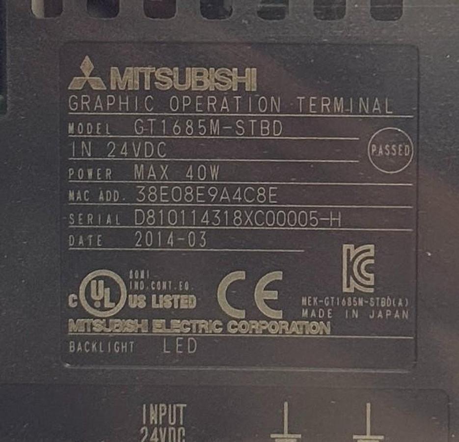 Used MITSUBISHI ELECTRIC GT1685M-STBD GOT1000 TOUCHSCREEN HMI 24VDC GT1685MSTBD NSMP