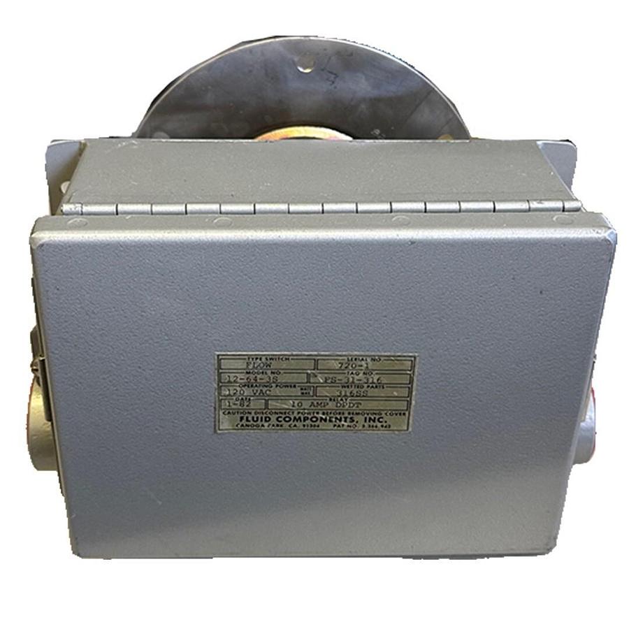 Used NEW FLUID COMPONETS INC. 12-64-3S / 12643S FLOW SWITCH FS-31-316 120Vac 10A