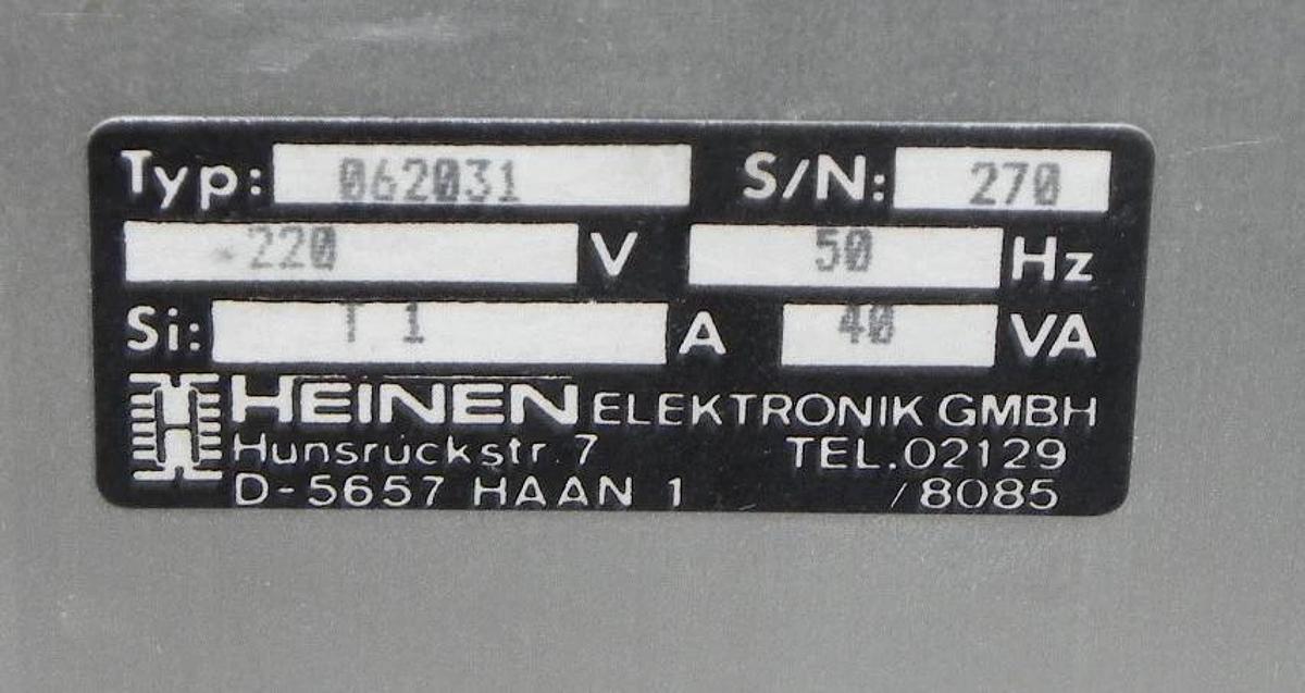 NEW HEINEN ELEKTRONIK TYP: 062031 POWER SUPPLY MODULE 220V 50HZ, 48VA