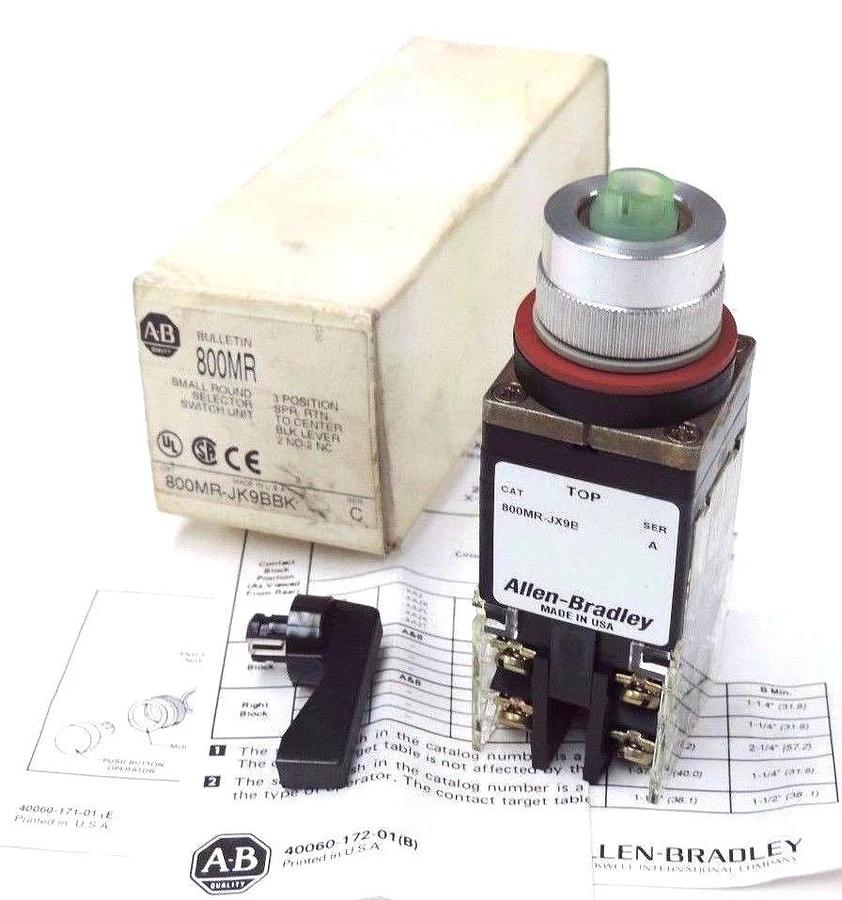 Used NIB ALLEN BRADLEY 800MR-JK9BBK SELECTOR SWITCH 800MRJK9BBK SER. C
