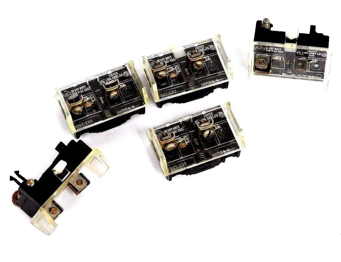 Used LOT OF 5 ALLEN BRADLEY 800T-XD2 CONTACT BLOCKS 800TXD2, SER. C