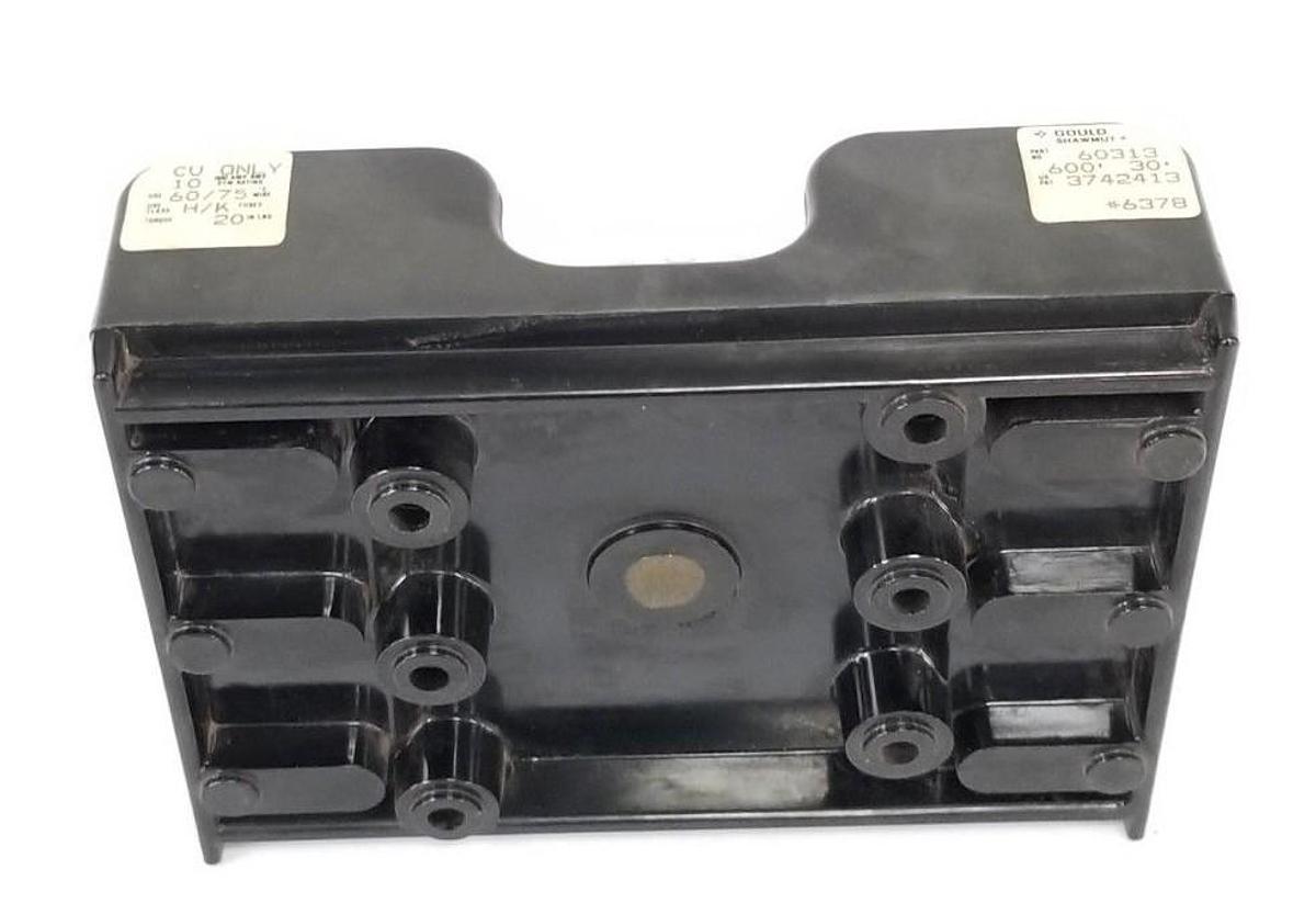 Used GOULD SHAWMUT 60313 FUSE BLOCK 600V, 30A, 3P W/ (3) TRS10R FUSES 10A, 600V