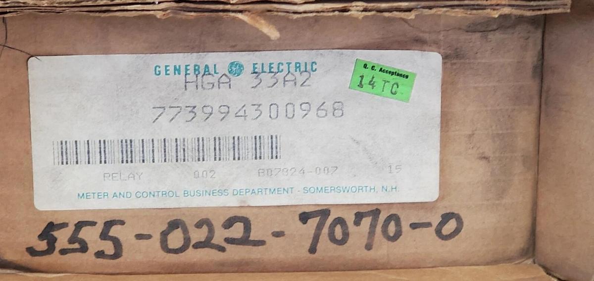 Used GENERAL ELECTRIC 12-HGA33A2 AUXILIARY CONTROL RELAY 125V HGA-33A2 12HGA33A2