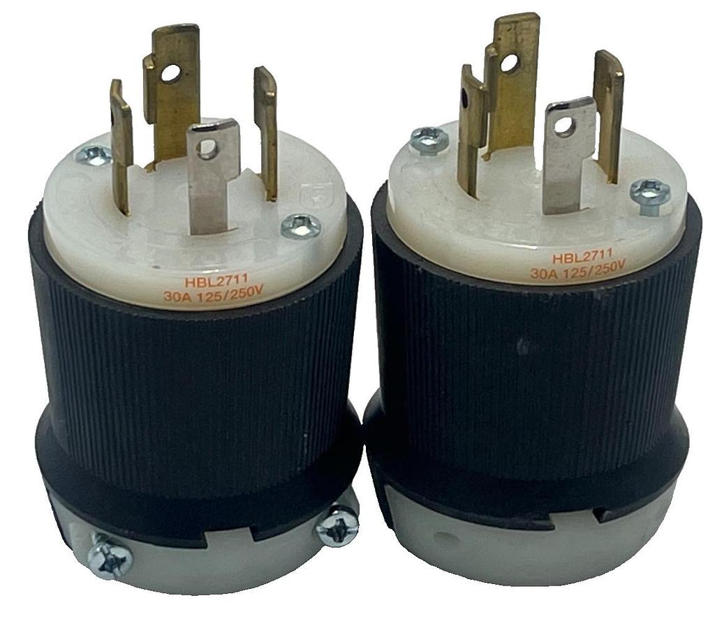 (2) HUBBELL HBL2711 Twist-Lock Industrial Plug 30A 125/250V