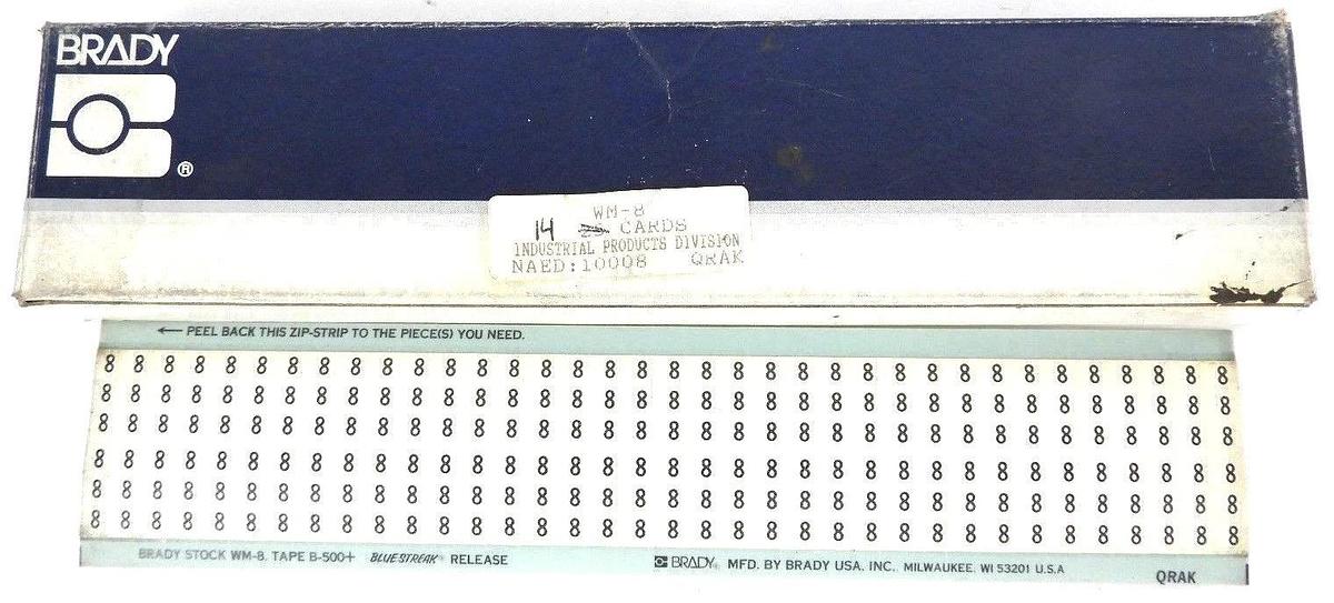 Used BOX OF 14 NEW BRADY WM-8 WIRE MARKER CARD WM8 NUMBER 8