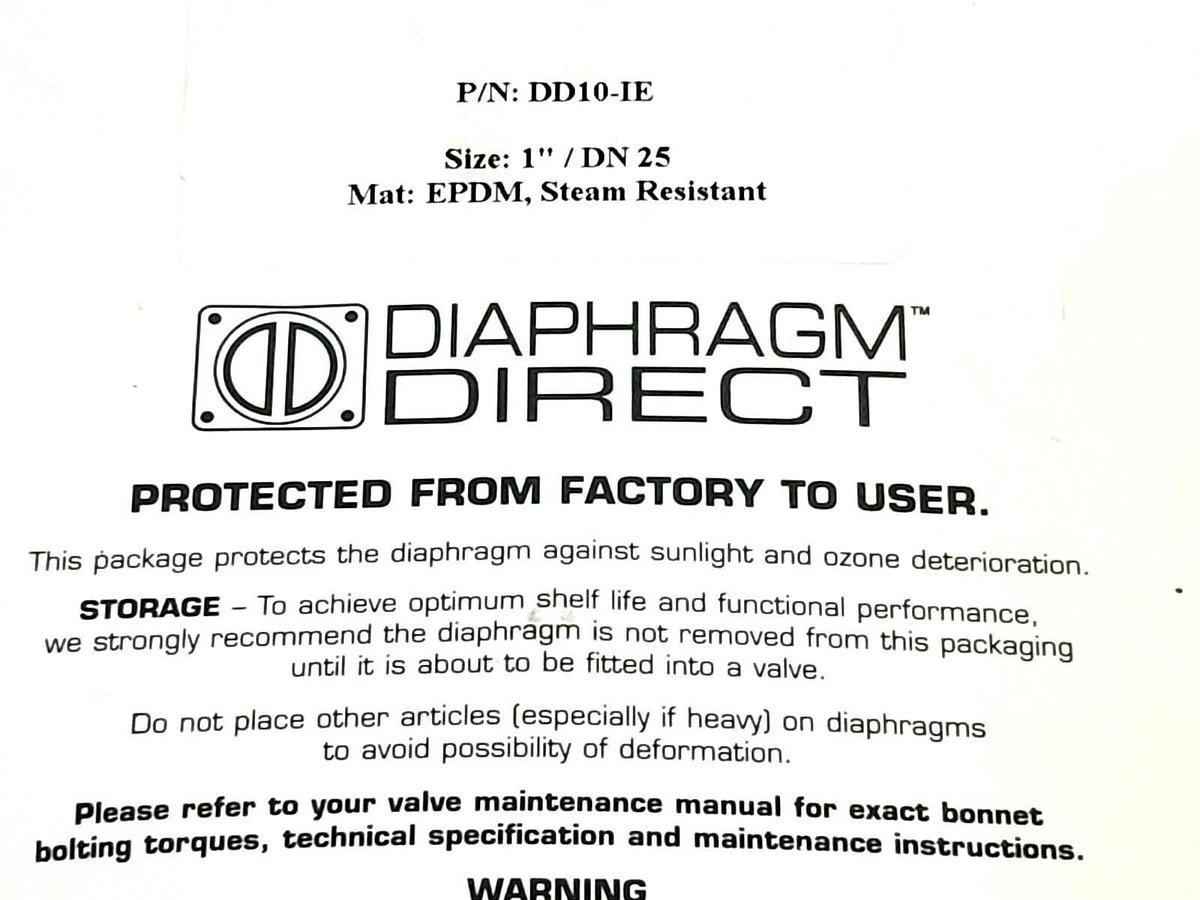 ';'5YNEW DIAPHRAGM DIRECT DD10-IE DIAPHRAGM DD10IE MAT: EPDM, STEAM RESISTANT