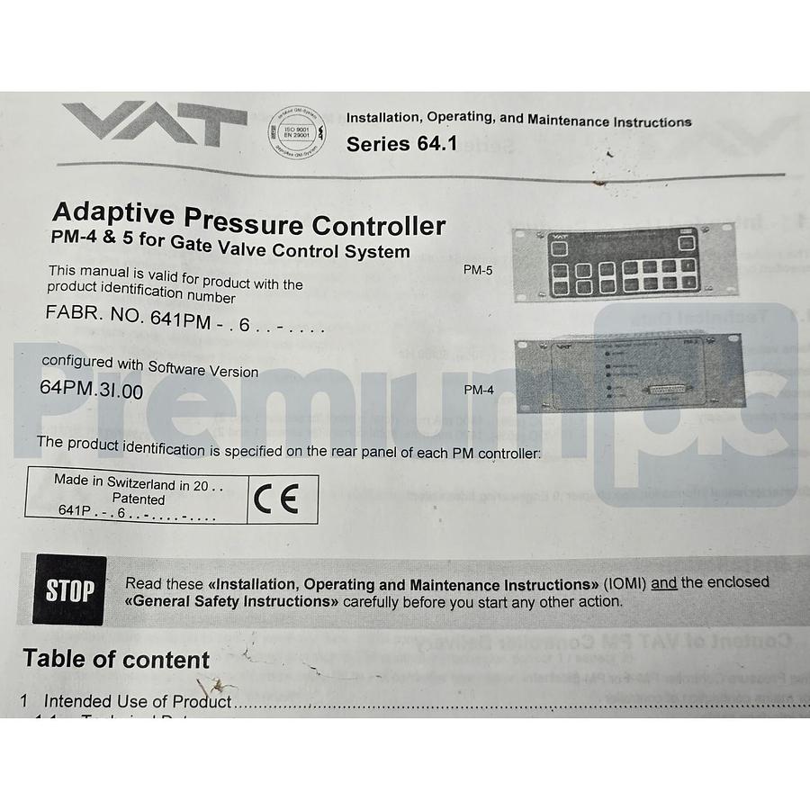 Used VAT PM-5 Adaptive Pressure Controller 641PM-16BC-0002/0974 225599 64PM.3I.00 NEW