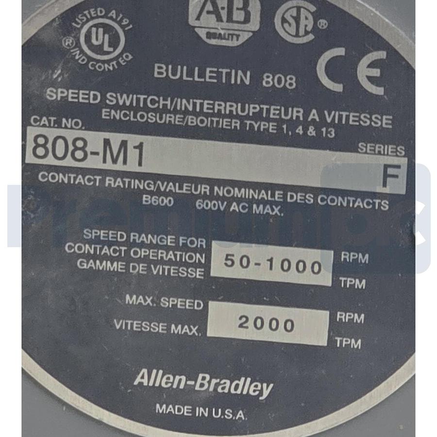 Used Allen Bradley 808-M1 /F Speed Switch Style M High Speed 50-1000RPM 808M1 NSMP