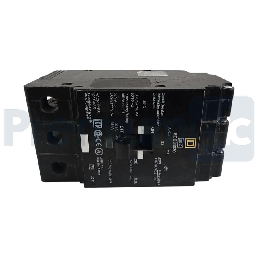 Square D EDB34030 30A 3P 480Y/277V E-Frame Mini Circuit Breaker Bolt-On NSNP 785901875260