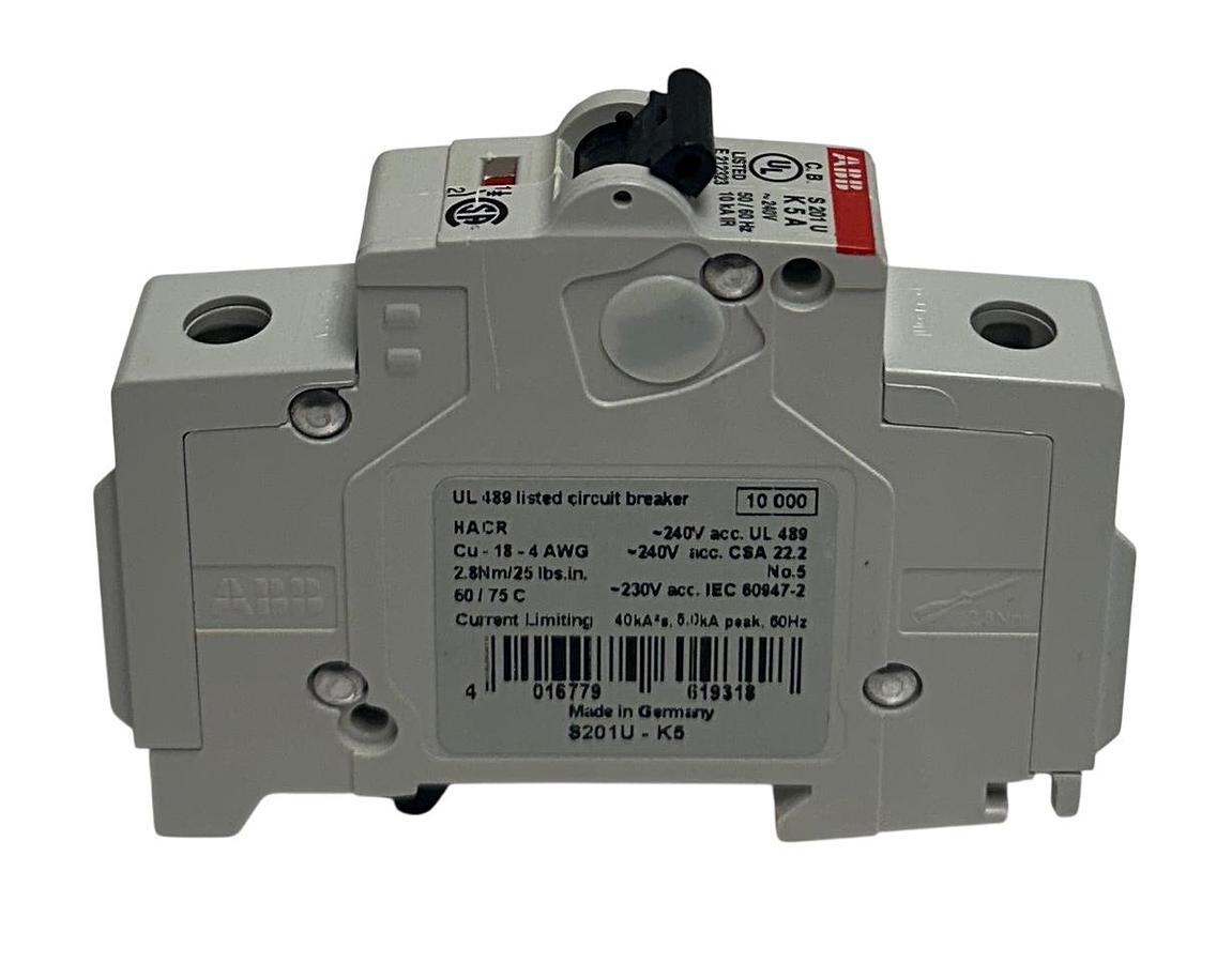 Used ABB S201U-K5 / S201U-K5A MINI CIRCUIT BREAKER 240V 5A OEM NSNP