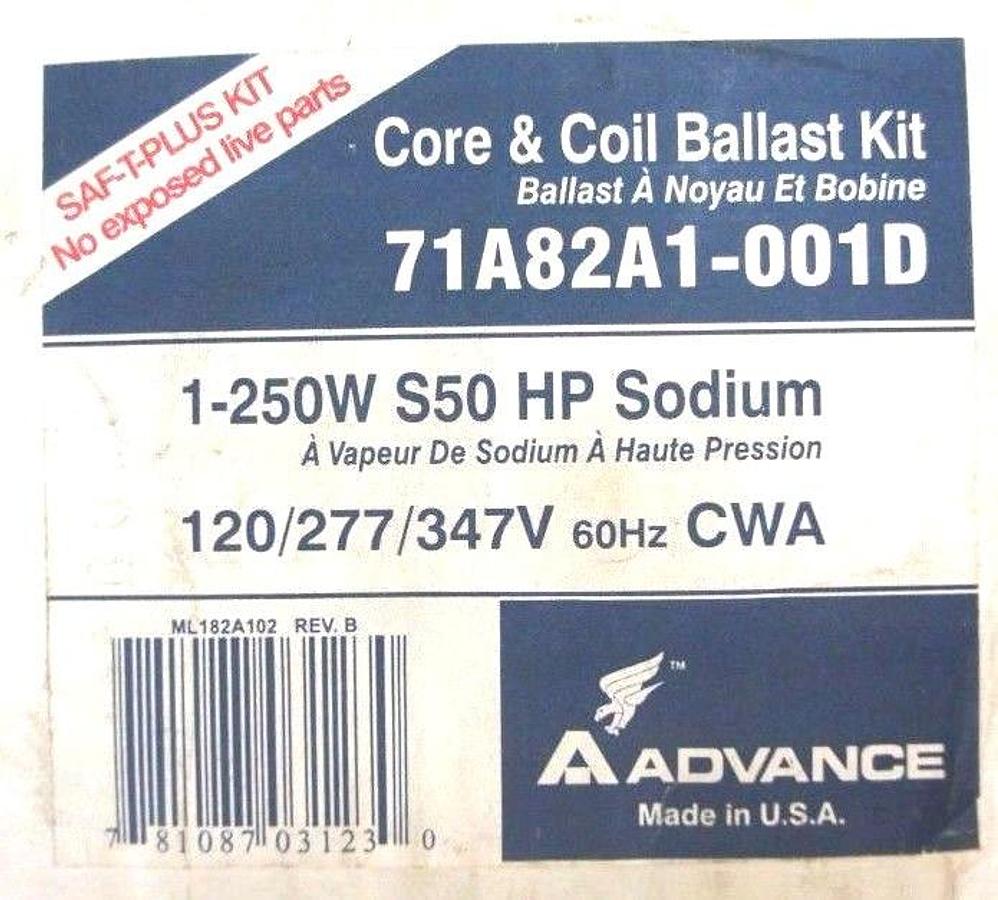 Used NIB ADVANCE 71A82A1-001D CORE AND COIL BALLAST KIT 71A82A1001D