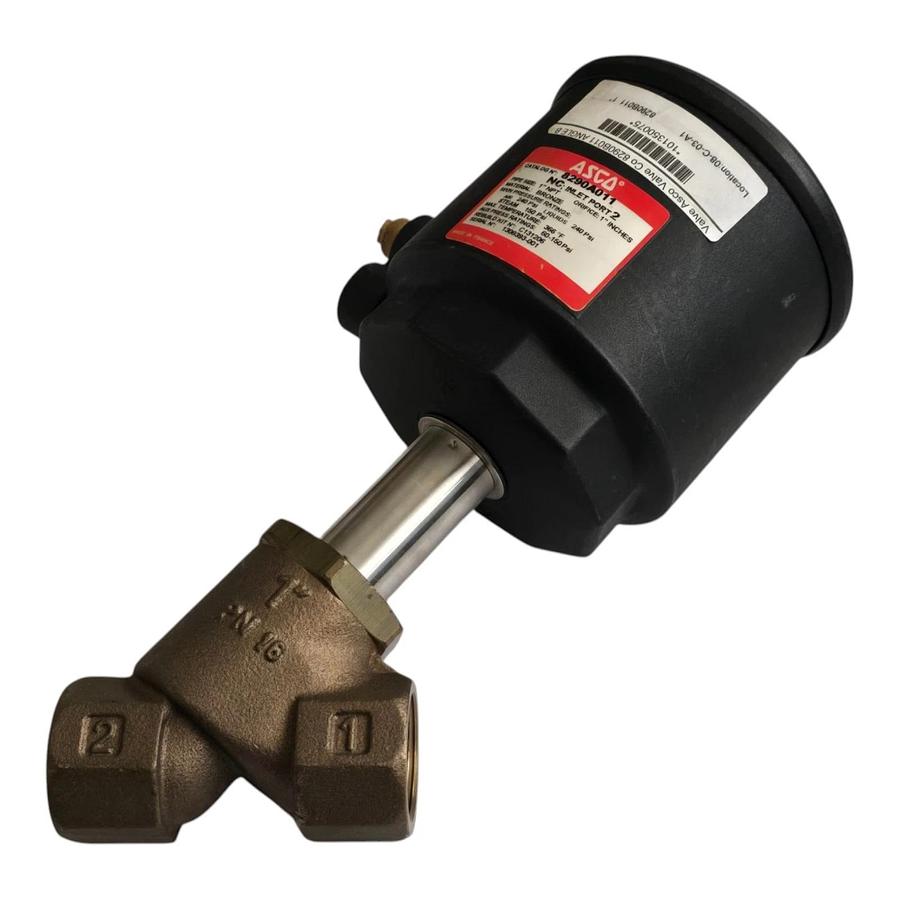 ASCO 8290A011 Angle Body Aux. Piloted Piston Valve 1" NPT Bronze 2/2 NC NSNP