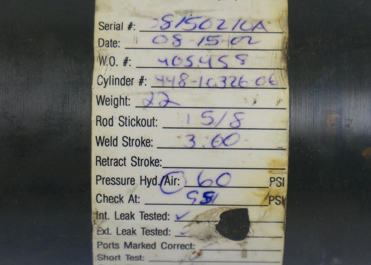 Used MILCO MANUFACTURING 448-10326-06 CYLINDER 4481032606