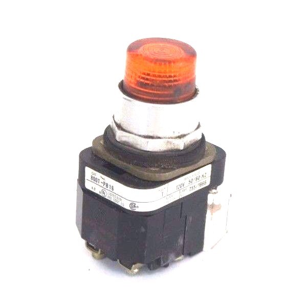 Used ALLEN BRADLEY  800T-PB16 PUSHBUTTON AMBER SER. T W/ 800T-XA SER. D CONTACT