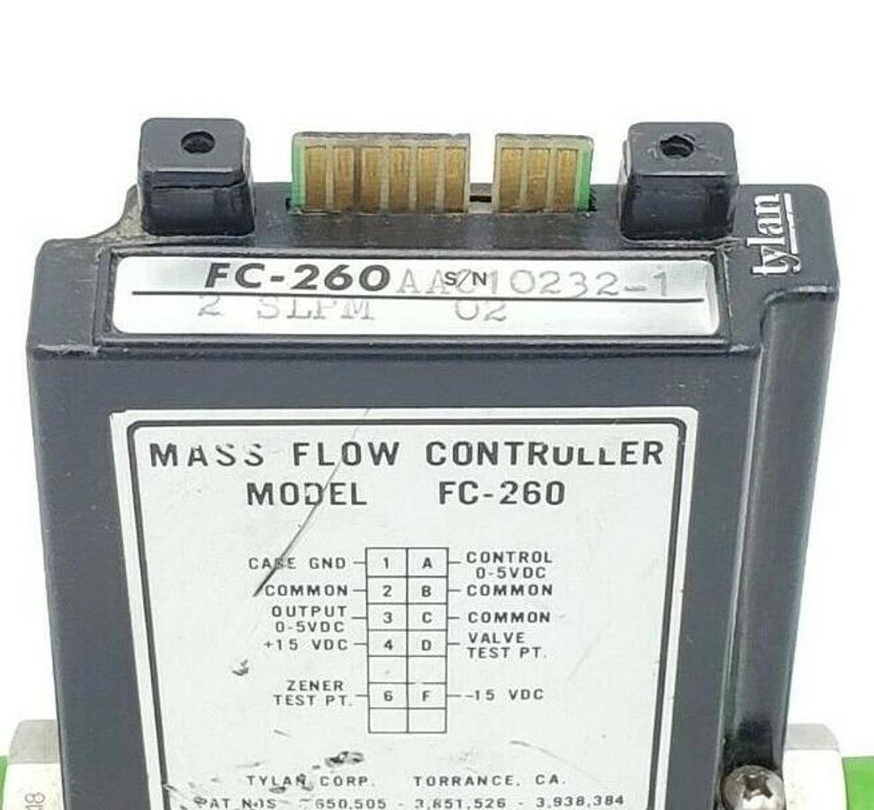 Used TYLAN CORP. FC-260 2 SLPM MASS FLOW CONTROLLER 150PSIG FC-260-2-SLPM-02