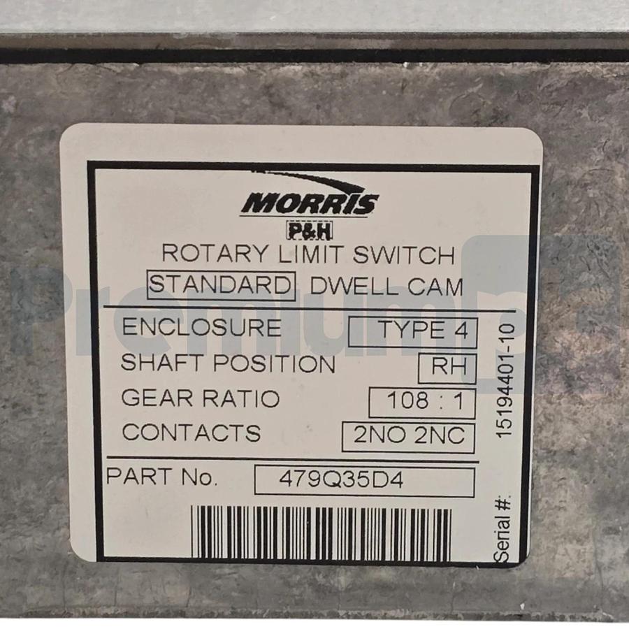 Morris P&H 479Q35D4 Rotating Limit Switch Type 4 Right 108:1 2NO/2NC NSMP
