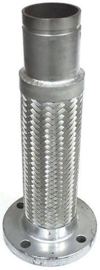 Used STAINLESS BRAIDED 12.5" HOSE PIPE FITTING 3.5" I.D 7.5" O.D FLANGE 2.5" ADAPTER