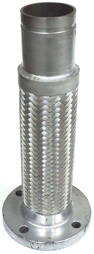 Used STAINLESS BRAIDED 12.5" HOSE PIPE FITTING 3.5" I.D 7.5" O.D FLANGE 2.5" ADAPTER