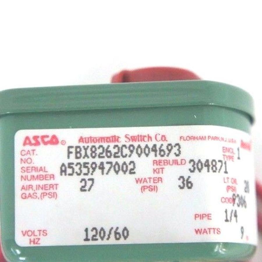 NIB ASCO FBX8262C9004693 VALVE 120V, 60HZ, 1/4'' PIPE, 9 WATTS