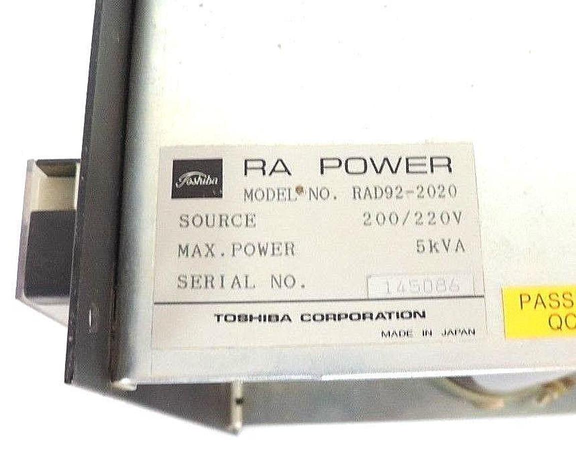 Used TOSHIBA RA POWER RAD92-2020 DC POWER SUPPLY 200/220V 5KVA MAX POWER RAD922020