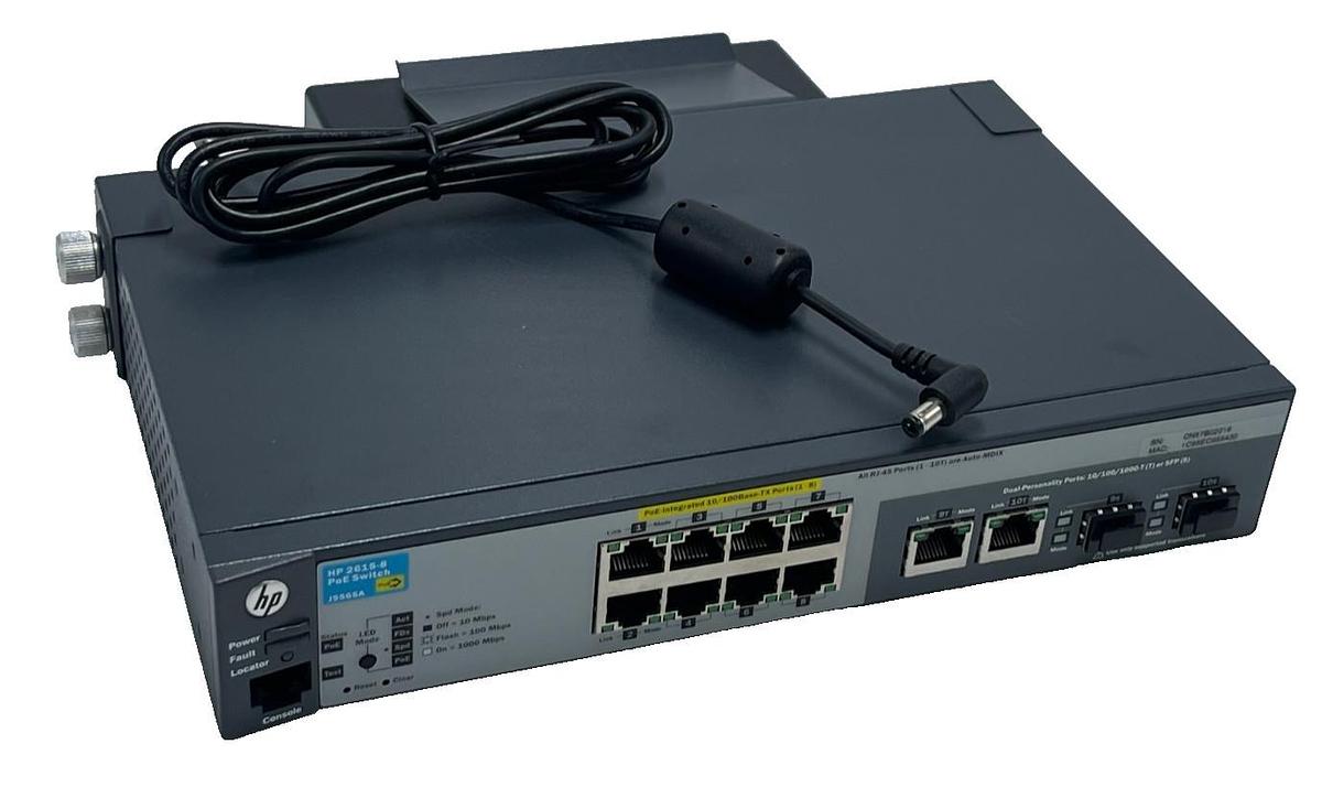 Used HP J9565A 2615-8-PoE Fully Managed Switch with Power Supply and Shelf