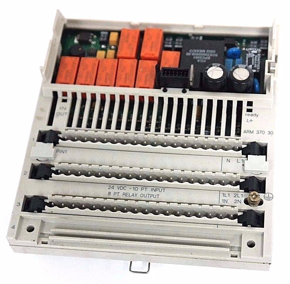 Used SCHNEIDER ELECTRIC 170ARM37030 I/O BASE, 24VDC, 10IN/8RLY