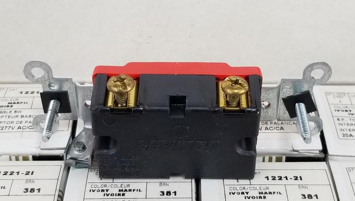 Box of 10 Leviton 1221-2I Ivory Toggle Switch 20A 120/277V Grounding - New