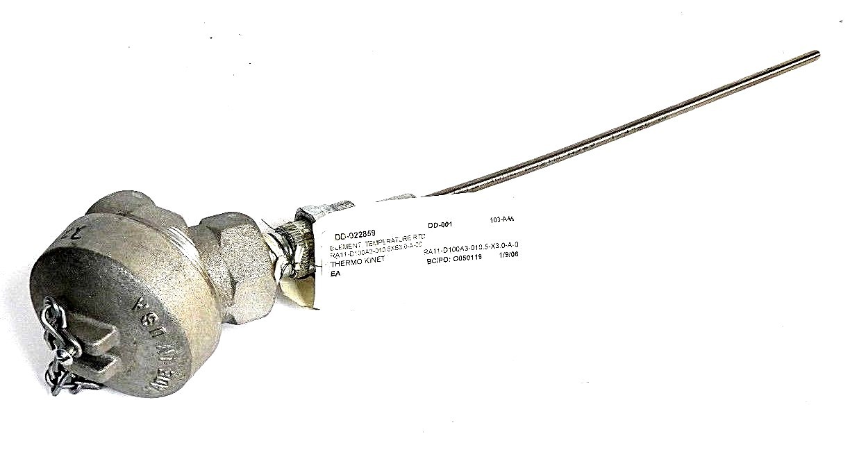 Used THERMO KINETICS CO. RA11-D100A3-010.5-X3.0-A-0 TEMPERATURE PROBE