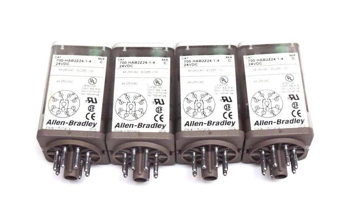Used LOT OF 4 ALLEN BRADLEY 700-HAB2Z24-1-4 RELAYS 700HAB2Z2414, SER. C, 24VDC