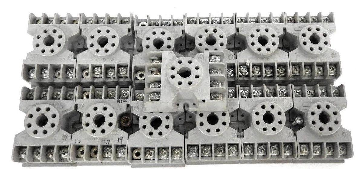 Used LOT OF 12 POTTER & BRUMFIELD 27E122 RELAY SOCKETS 10A 300V