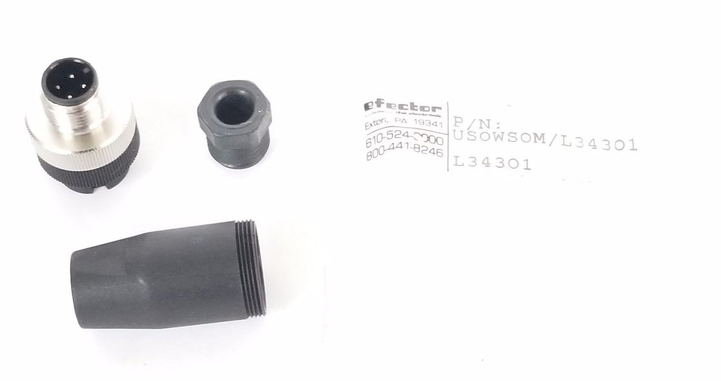 NEW EFECTOR US0WS0M/L34301 PLUG ASSEMBLY 4PIN W/STRAIN RELIEF L34301