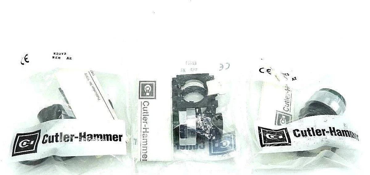 Used LOT OF 3 NEW EATON CUTLER-HAMMER E22T3 OPERATOR FOR PUSHBUTTON ILLUMINATED GREEN