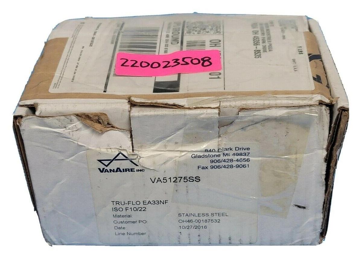 Used NIB VANAIRE INC VA51275SS MOUNTING KIT TRU-FLO EA33NF ISO F10/22