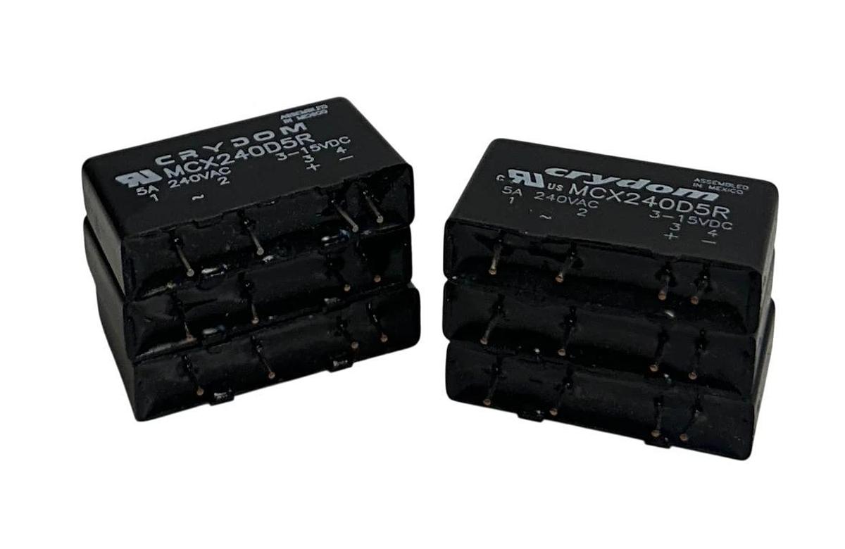 6 CRYDOM MCX240D5R PCB MOUNT SIP SOLID STATE RELAYS 5A 240VAC 3-15VDC BLACK NSNP