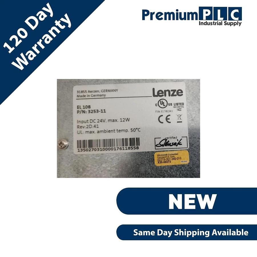 NEW LENZE EL108 / EL 108 8" TOUCHSCREEN DISPLAY HMI 24VDC W/ WINDOWS CE 3253-11