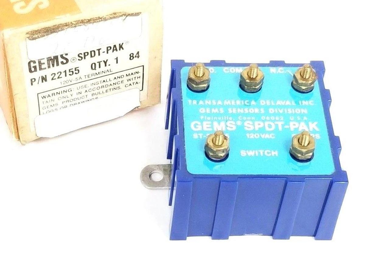 Used NIB GEMS SENSORS 22155 SPDT-PAK RELAY ST-22155 120VAC-5A