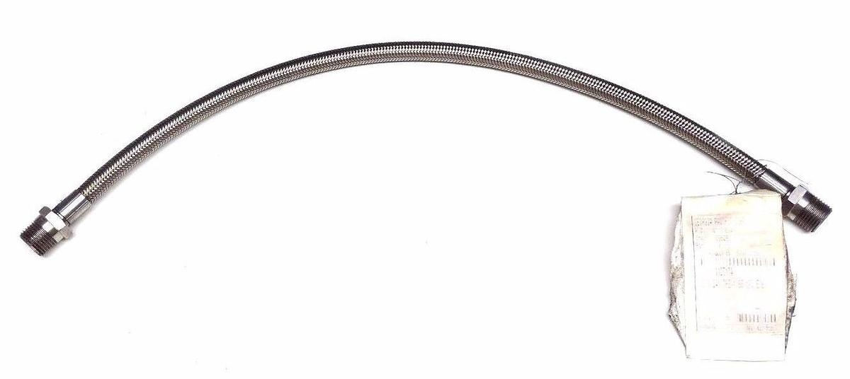 Used NEW STAINLESS STEEL 1107174 BRAIDED HOSE 1/2" X 24" TFE-1 SS MPT E/E