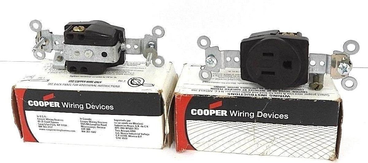 Used LOT OF 2 NIB COOPER AH5661 SINGLE RECEPTACLES 15A, 250V, 2P, 3W