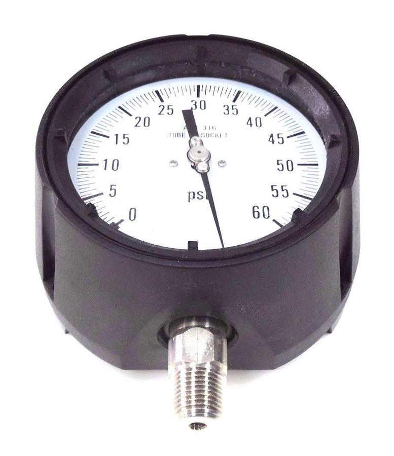 Used NIB ASHCROFT P5063-G-SG AISI 316 TUBE & SOCKET 4.5'' PROCESS GAUGE 60 PSI