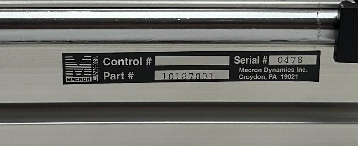 Used MACRON DYNAMICS 10187001 LINEAR SLIDE RAIL ACTUATOR 26'' *DAMAGED PLASTIC NSNP