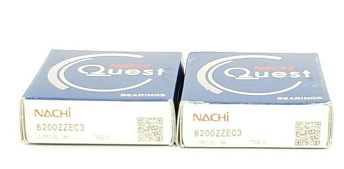 Used LOT OF 2 NIB NACHI QUEST 6200ZZEC3 BALL BEARINGS SHIELDED 10X30X9MM WIDE