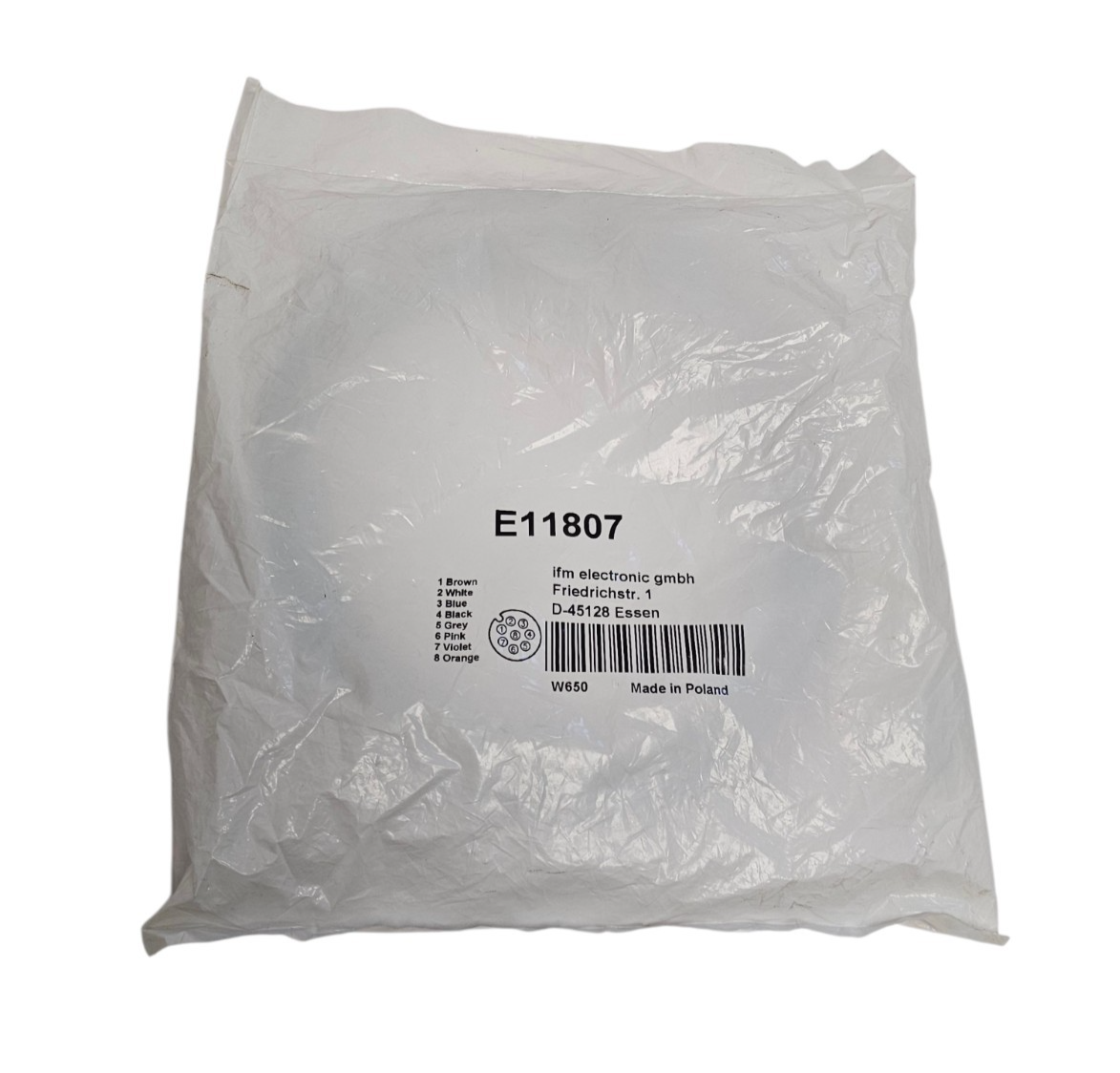 NEW IFM E11807 CORDSET 5M CABLE 8 POLE M12 CONNECTOR