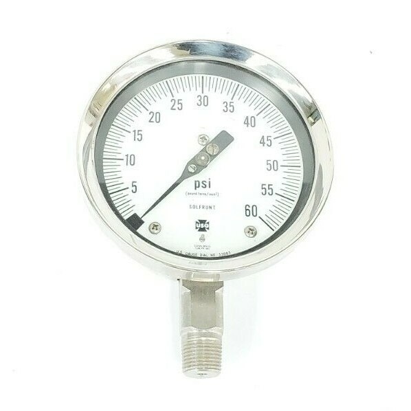 Used NEW U.S. GAUGE DIAL NO. 33003 SOLFRUNT PRESSURE GAUGE 0-60psi