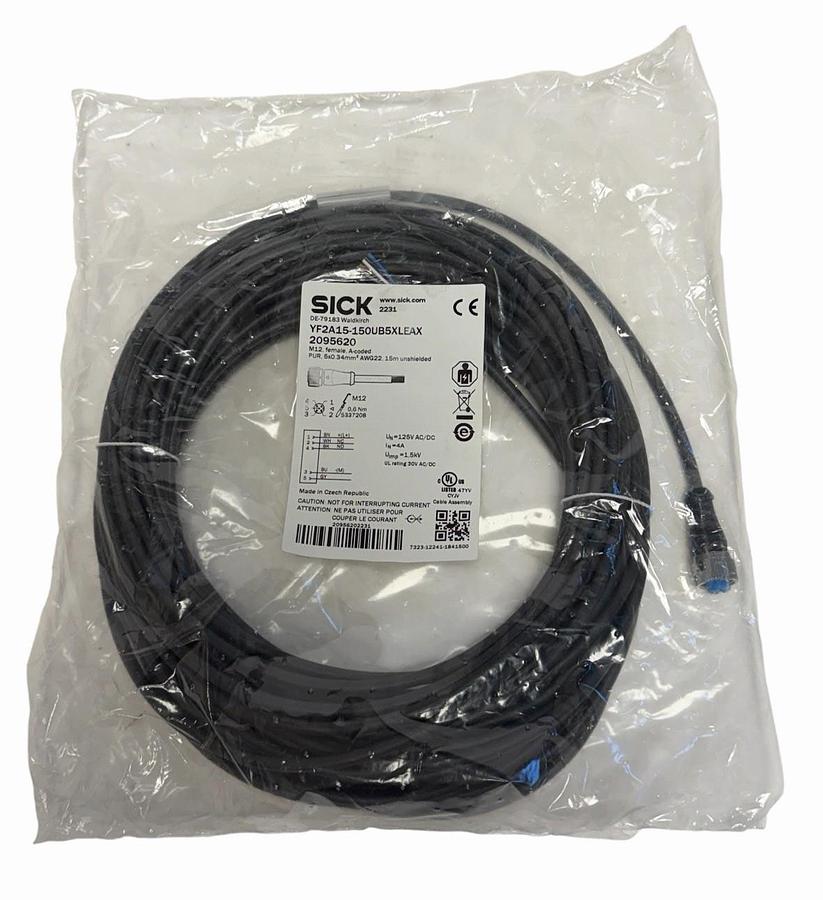 Used NEW SICK YF2A15-150UB5XLEAX CONNECTING CABLE M12 FEMALE CONNECTOR 2095620