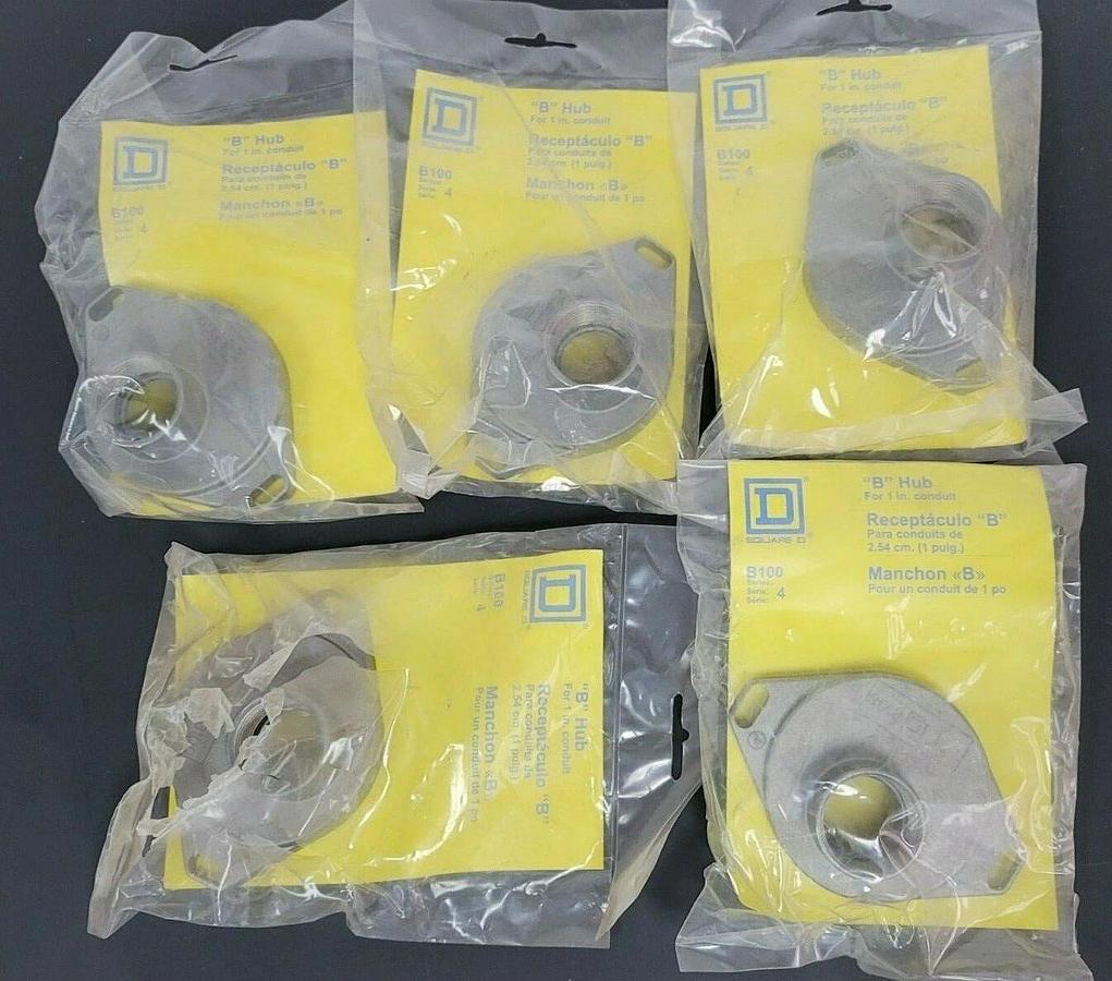 Used LOT OF 5 NEW SQUARE D B100 "B" HUB FOR 1'' CONDUIT SERIES 4